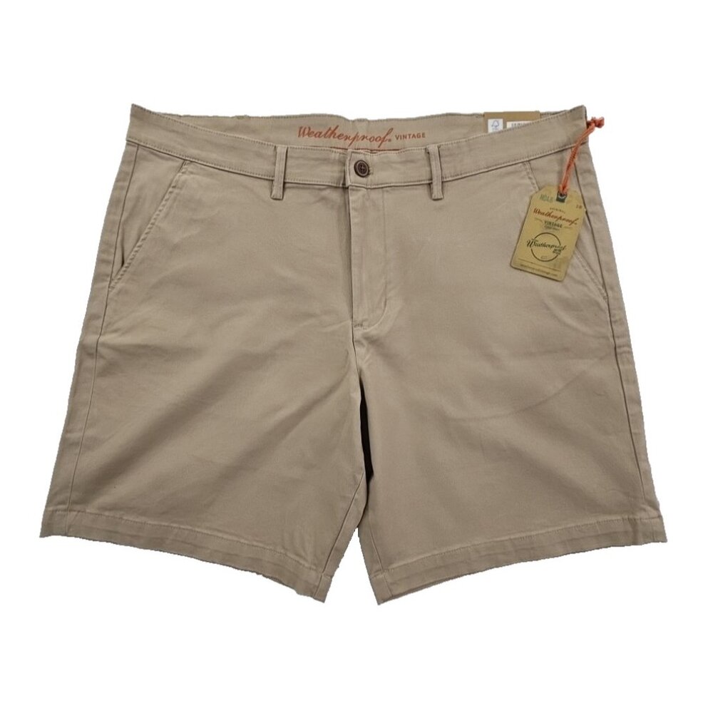 Weatherproof‎ Vintage All Day Chino Short Men's 38 Tan 8.5" Inseam NEW Stretch